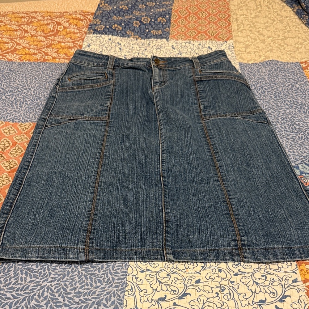 Denim A-Line midi Skirt